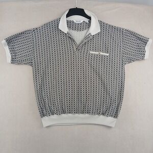 Vintage Alexxus XL Mens Polo Sweater Banded Waist Geometric 24x26 Boxy Oversized